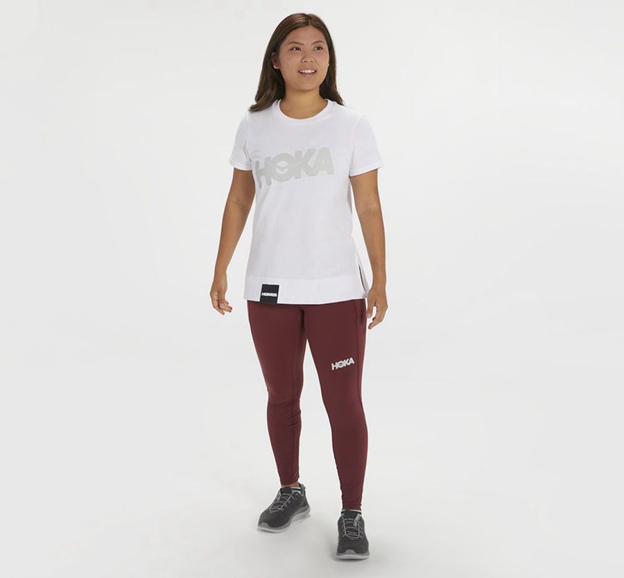 Hoka One One Brand - Women Tee - White,Australia SGX-625384